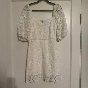 Lucy Paris White Puff Sleeve Mini Dress